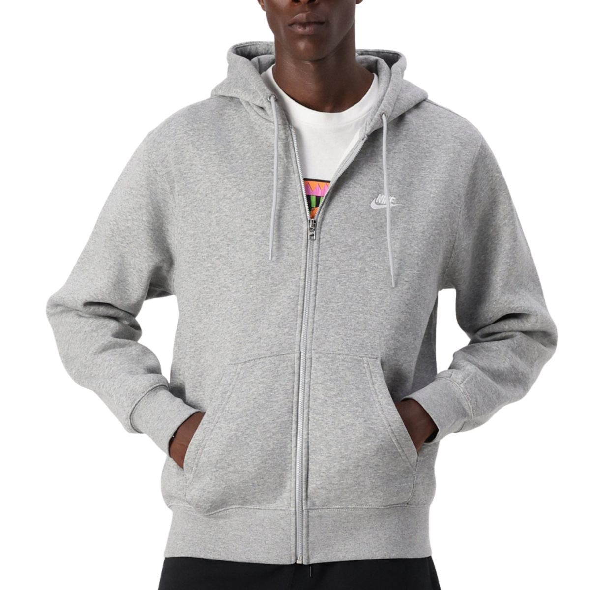 Nike Swoosh Logo Zip-Up Hoodie - Gri | 521573-063