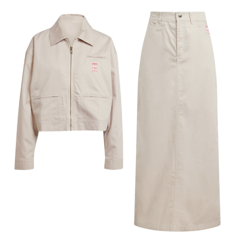 ADIDAS STRIPED SPRING – Set cu fustă lungă maxi și jachetă pentru femei – Cod JC8853/JC8854